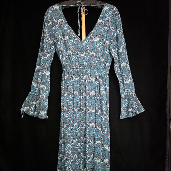 NWT Band of The Free Jewel Teal Floral Wrap Maxi Dress M - Picture 8 of 15